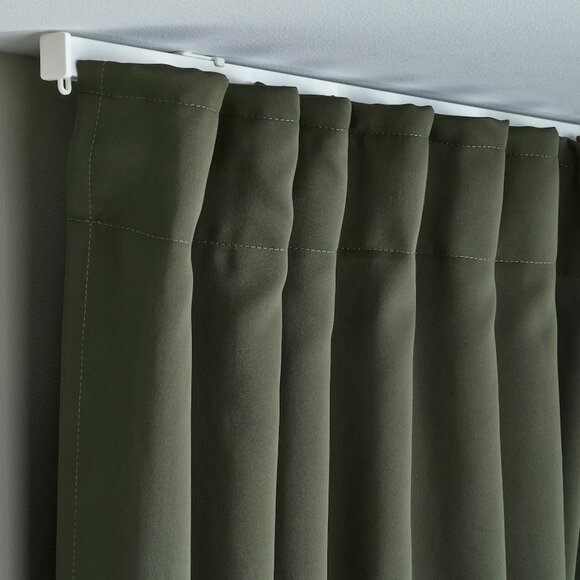 IKEA MAJGULL Black-out Curtains, 1 Pair, Dark Green Olive, 57x84 505.910.00 New - Picture 3 of 6